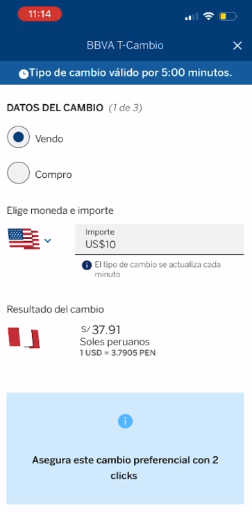 Captura original del flujo de BBVA
