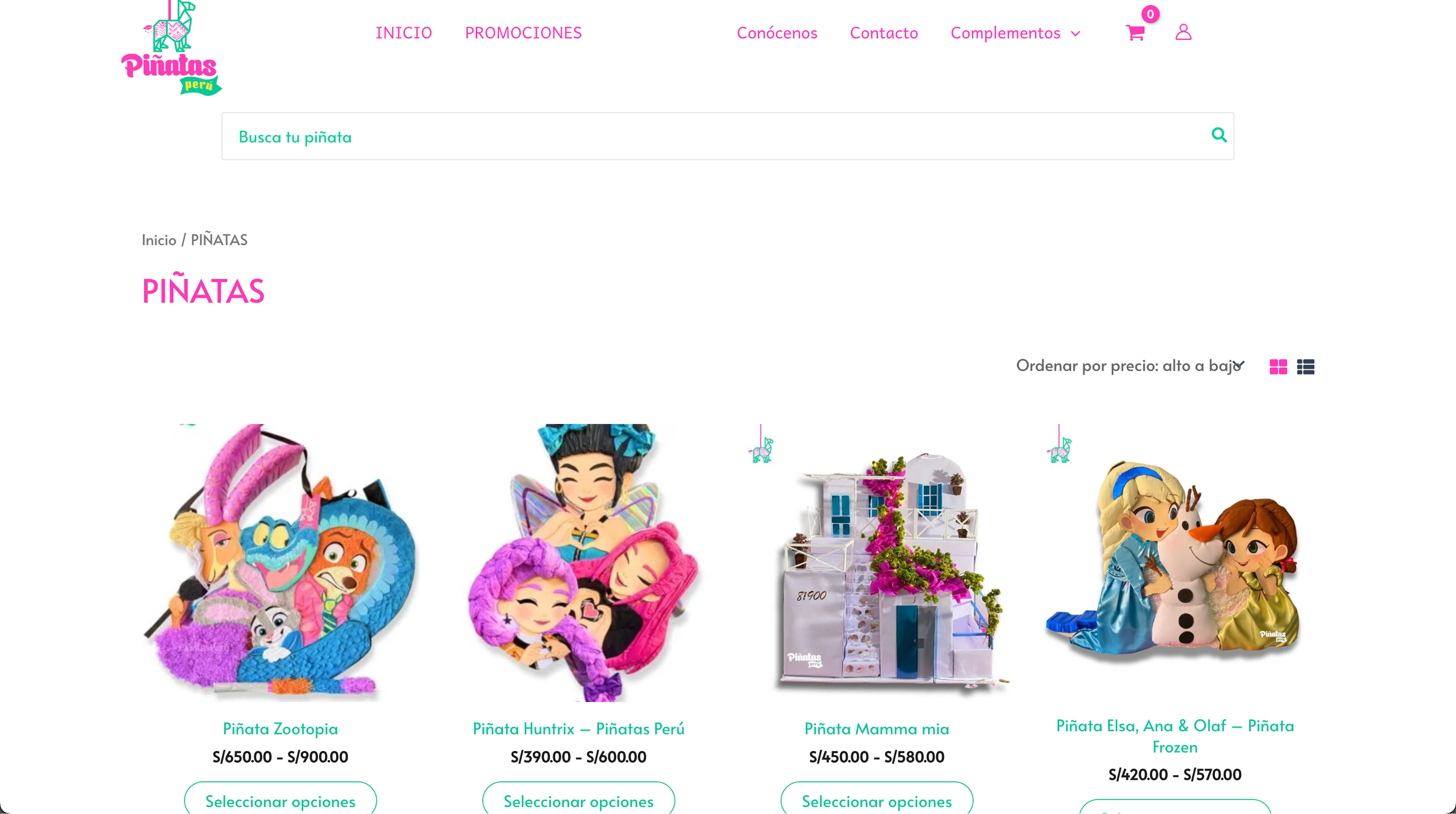 Piñatas Perú — Antes del rediseño — 3